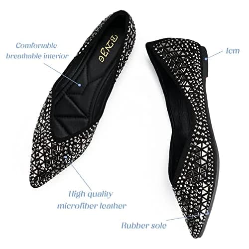 LIYUHANJIALU Flats Shoes Women Rhinestone Pointed Head Ballet Flats 7 | Comfortable Soft Memory Foam Insole thumbnail 5