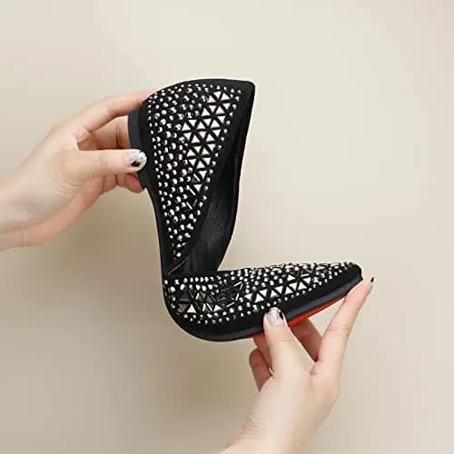 LIYUHANJIALU Flats Shoes Women Rhinestone Pointed Head Ballet Flats 7 | Comfortable Soft Memory Foam Insole thumbnail 2