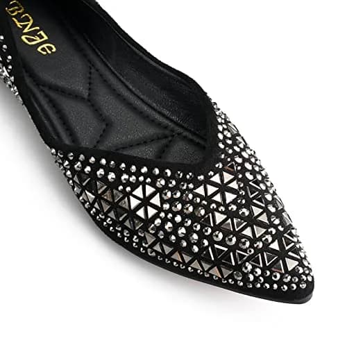 LIYUHANJIALU Flats Shoes Women Rhinestone Pointed Head Ballet Flats 7 | Comfortable Soft Memory Foam Insole thumbnail 3