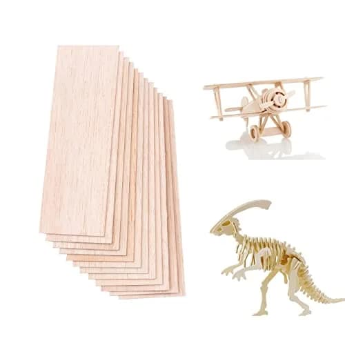 iUoczi 12 Pack Balsa Wood Sheets 4 x 12 Inch | Unfinished Natural Craft Wood for Models & DIY (70-120 chars) thumbnail 1