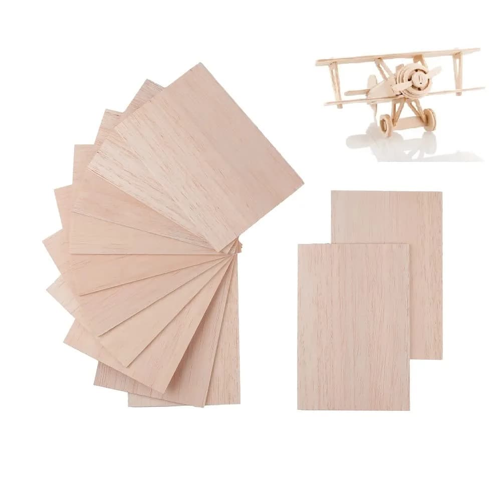 iUoczi 12 Pack Balsa Wood Sheets 150x100x1.5mm | Unfinished Natural Craft Wood for Models & DIY — 6 x 4 x 1/16 inch
