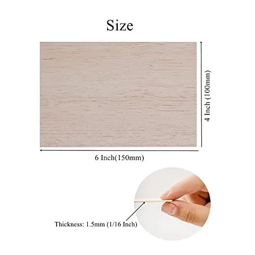 iUoczi 12 Pack Balsa Wood Sheets 150x100x1.5mm | Unfinished Natural Craft Wood for Models & DIY thumbnail 5
