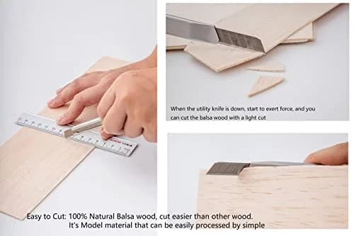 iUoczi 12 Pack Balsa Wood Sheets 150x100x1.5mm | Unfinished Natural Craft Wood for Models & DIY thumbnail 3