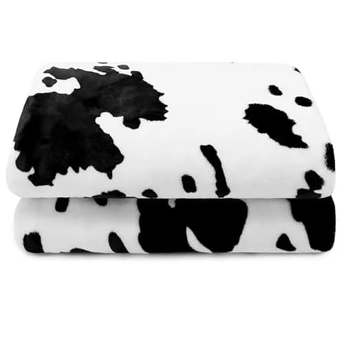 SEEGU Fleece Blanket for Kids 40x50in | Soft Microfiber Cow Print for All Seasons thumbnail 1