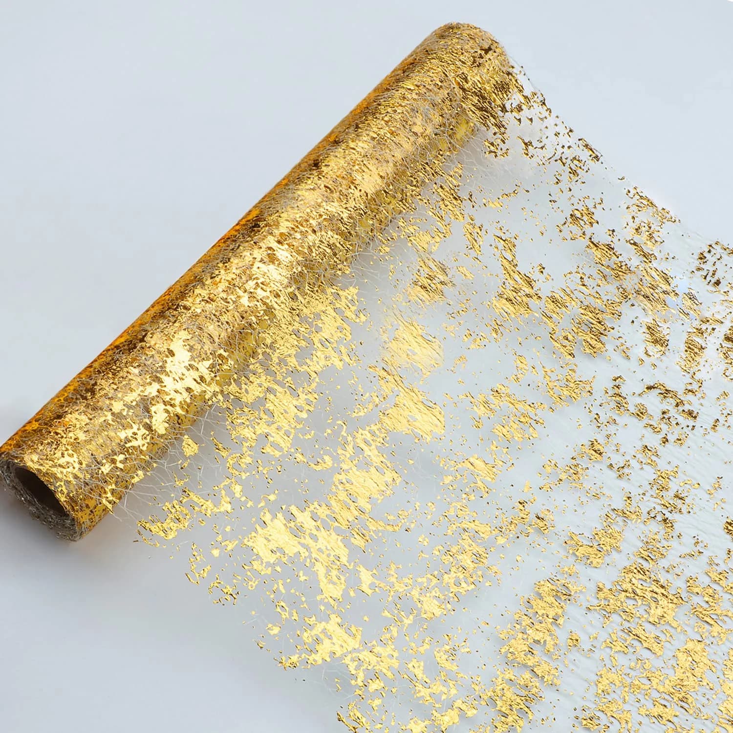 Snowkingdom Gold Table Runner 28cm (11") x 274cm (9') | Sparkly Glitter Metallic Foil for Parties & Weddings