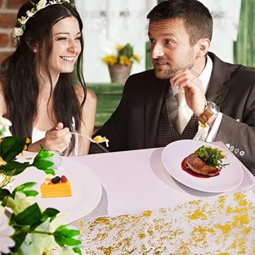 Snowkingdom Gold Table Runner 28cm (11") x 274cm (9') | Sparkly Glitter Metallic Foil for Parties & Weddings thumbnail 7