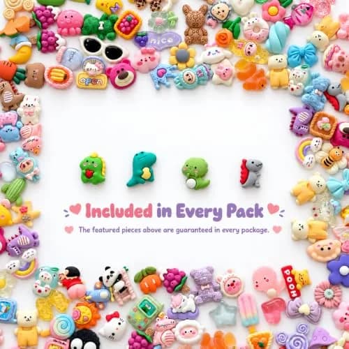 LEEXINLUU Slime Charms Cartoon Animal & Fruit Set | Assorted Resin Flatback 100pcs for DIY Crafts & Scrapbooking thumbnail 2