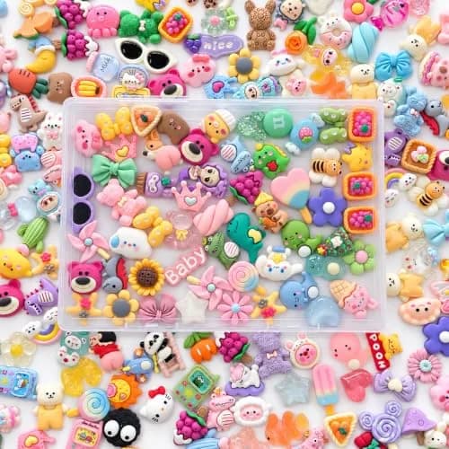 LEEXINLUU Slime Charms Cartoon Animal & Fruit Set | Assorted Resin Flatback 100pcs for DIY Crafts & Scrapbooking thumbnail 3