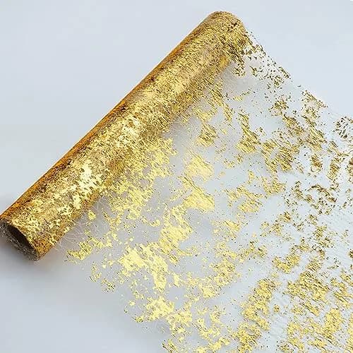 Snowkingdom Gold Sequin Glitter Table Runner 274 cm (900 inches) | Sparkly Metallic Foil Mesh Roll for Parties & Events thumbnail 1