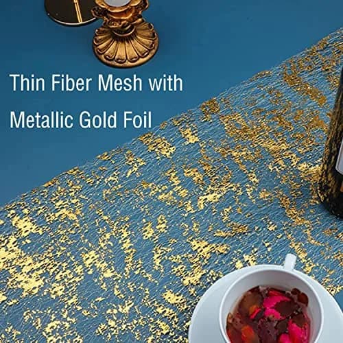Snowkingdom Gold Sequin Glitter Table Runner 274 cm (900 inches) | Sparkly Metallic Foil Mesh Roll for Parties & Events thumbnail 2