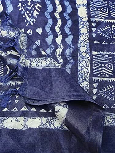 DUPATTA BAZAAR Women's Blue Printed Art Silk Dupatta Free Indigo | Elegant Festive Accessory thumbnail 6