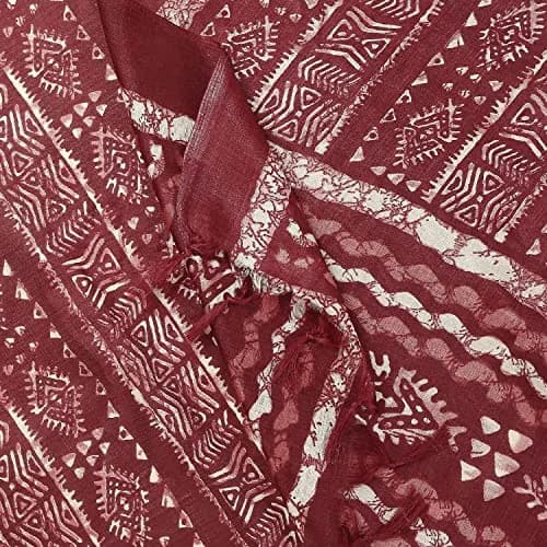 DUPATTA BAZAAR Women's Batik Printed Silk Dupatta Free Maroon | Elegant Festive Accessory thumbnail 5