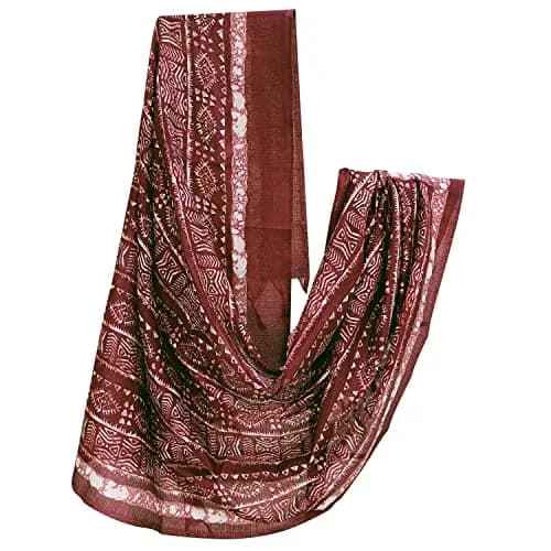 DUPATTA BAZAAR Women's Batik Printed Silk Dupatta Free Maroon | Elegant Festive Accessory thumbnail 6