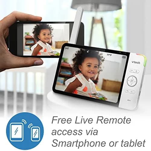 VTech RM7764-2HD Smart WiFi Baby Monitor with 2 Cameras, 1080p HD Video, 360° Pan & Tilt, 10x Zoom, 7" HD Parent Unit, 2 Cameras (2-Pack) thumbnail 3