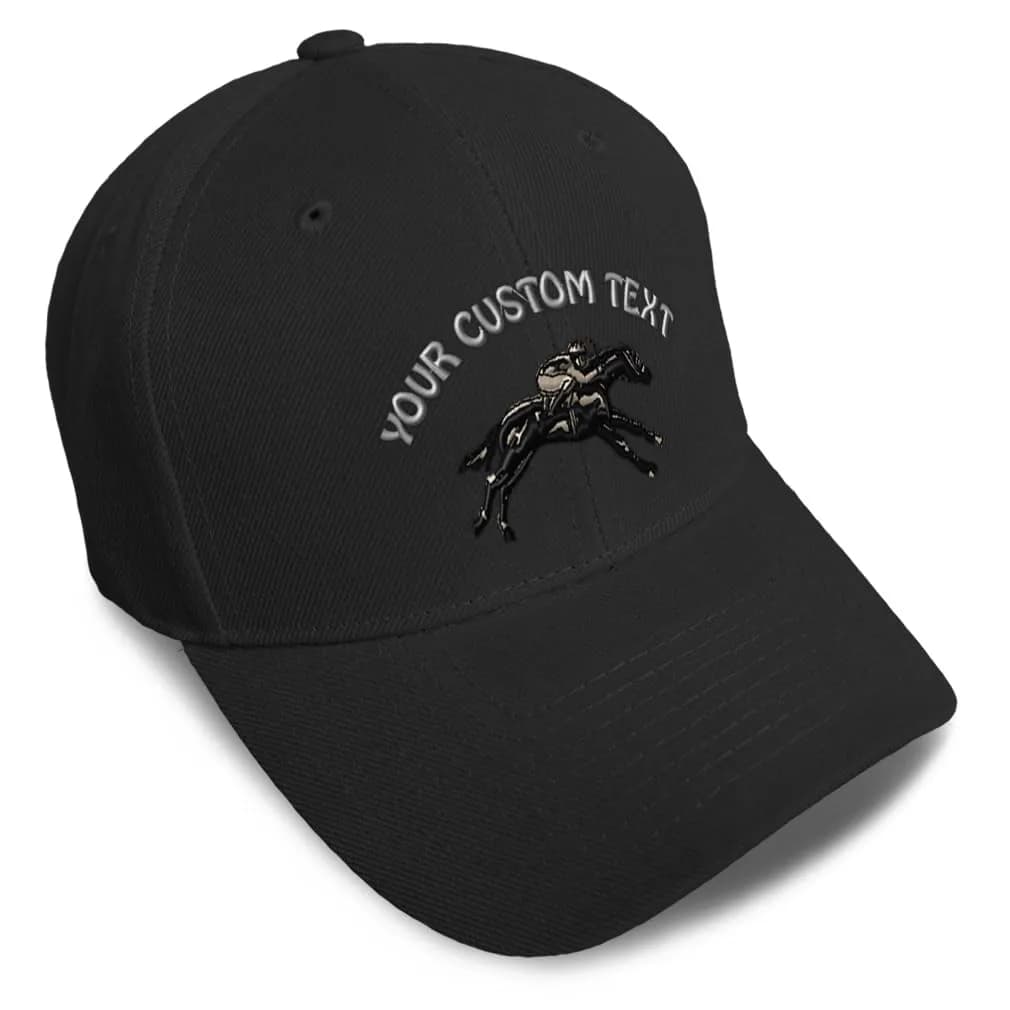 Speedy Pros Custom Baseball Caps for Men & Women Embroidered Jokey Horse Race | Acrylic Black | One Size - main product image