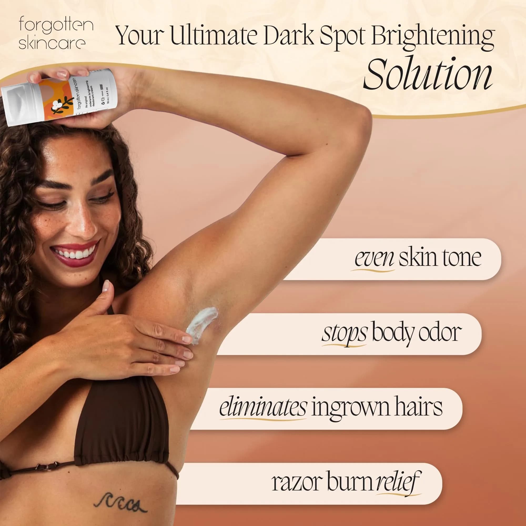Forgotten Skincare Underarm Brightening Body Cream 100ml (3.4 Fl Oz) | Dark Underarm Treatment for Women & Men thumbnail 4
