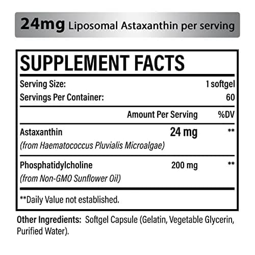 Osasuna Liposomal Astaxanthin Supplement 24MG | Maximum Absorption, Antioxidant Power, Non-GMO & Gluten Free thumbnail 6