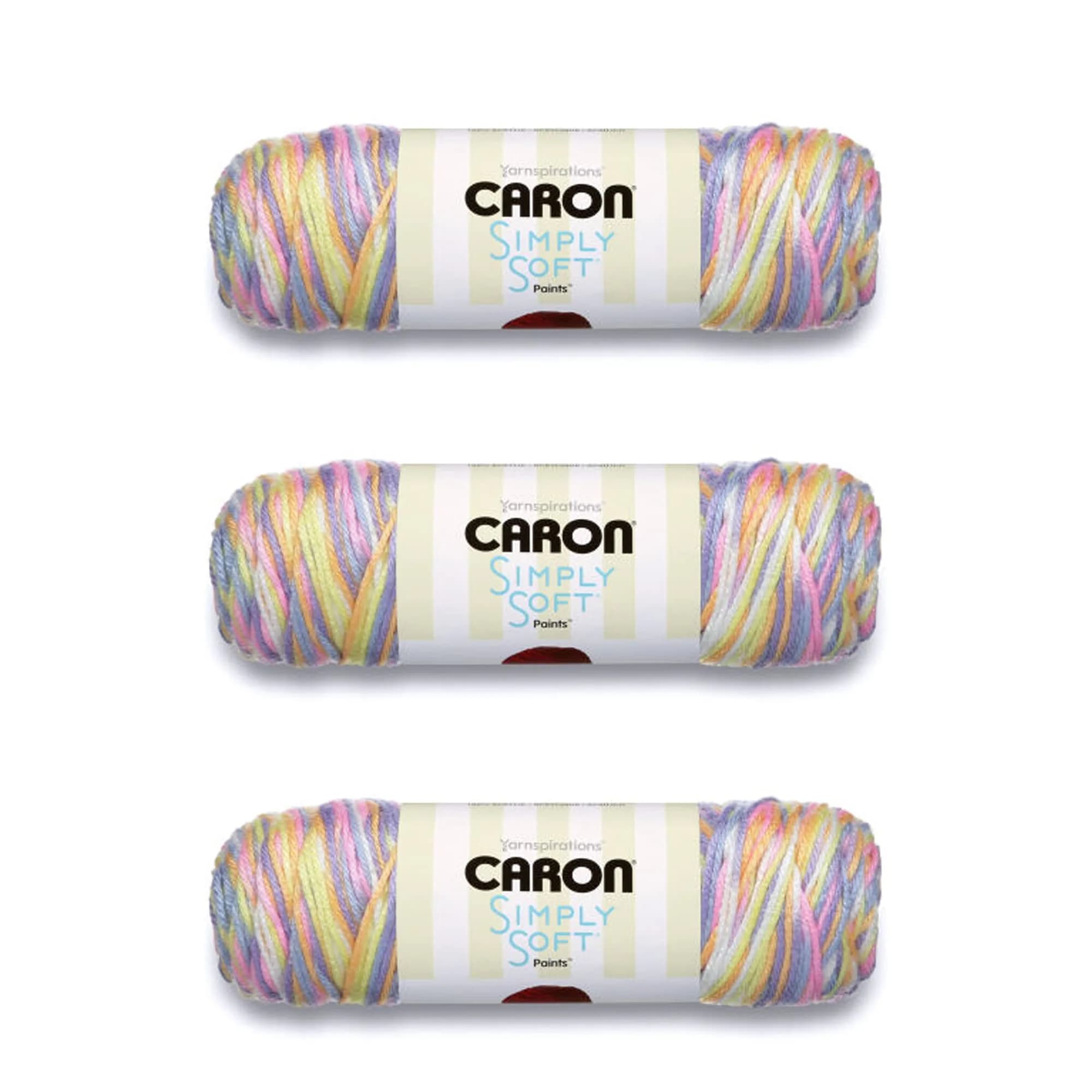Caron Simply Soft Paints Yarn for Crocheting, Baby Brights, 3-Pack | 705 yards (645 m) Worsted Weight Acrylic Yarn — Baby Brights Paints