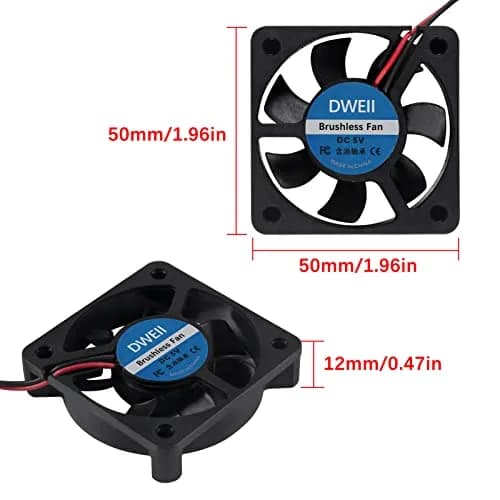 DWEII 2-Pack 50mm USB Fan 5V Brushless DC Cooling Fan | Compact, Quiet & Ideal for Small Appliances thumbnail 2