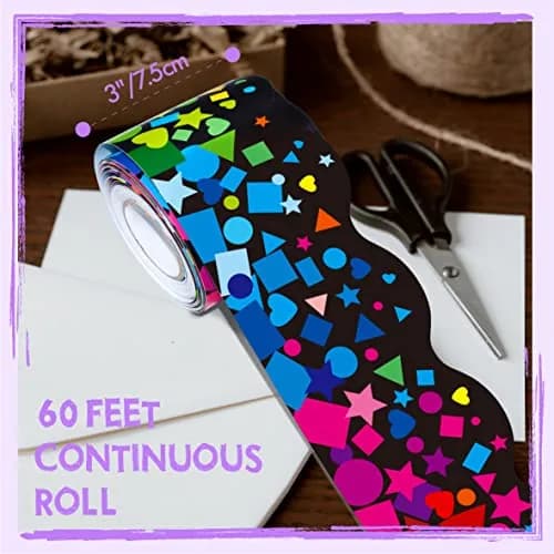 ERKE Scalloped Confetti Bulletin Board Borders 60 ft (18.3 m) | Classroom & Office Decor thumbnail 2