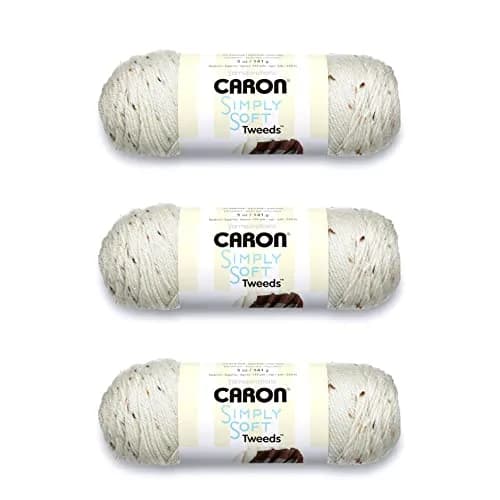 Caron Simply Soft Tweeds Yarn Off White 3-Pack | 100% Acrylic Worsted Weight for Crochet & Knitting thumbnail 1