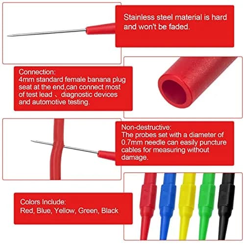 OIIKI 10Pcs 0.7mm Test Probe Pins | Non-Destructive Insulation Piercing Needle Testers thumbnail 4