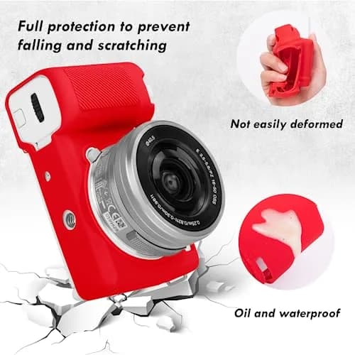 Rieibi ZVE10 Case, Soft Silicone Protective Cover for Sony ZV-E10 - Red | Precise Fit & Lightweight thumbnail 7
