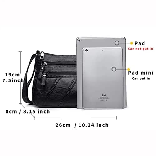 wuxingmeili Black PU Leather Crossbody Bag for Women | Waterproof Shoulder Messenger Purse 26cm (10.24 Inch) thumbnail 4