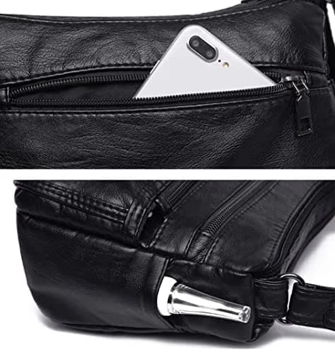 wuxingmeili Black PU Leather Crossbody Bag for Women | Waterproof Shoulder Messenger Purse 26cm (10.24 Inch) thumbnail 8