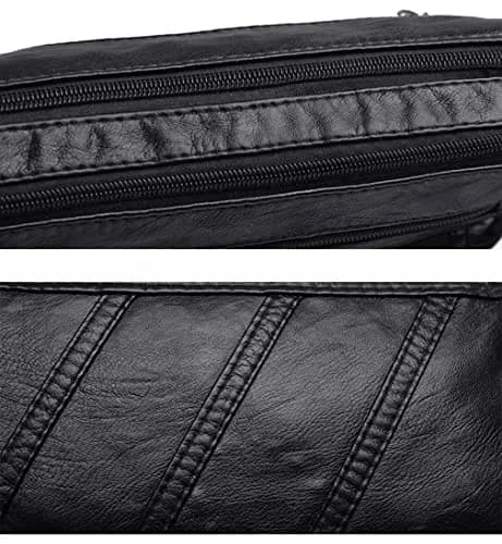 wuxingmeili Black PU Leather Crossbody Bag for Women | Waterproof Shoulder Messenger Purse 26cm (10.24 Inch) thumbnail 9