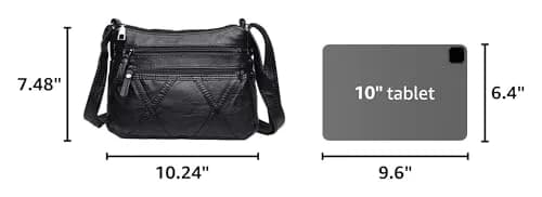 wuxingmeili Black PU Leather Crossbody Bag for Women | Waterproof Shoulder Messenger Purse 26cm (10.24 Inch) thumbnail 3