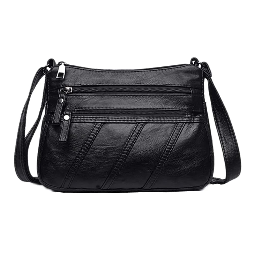 wuxingmeili Black Handbag A22789 | Waterproof PU Leather Crossbody Bag for Women — Black-/