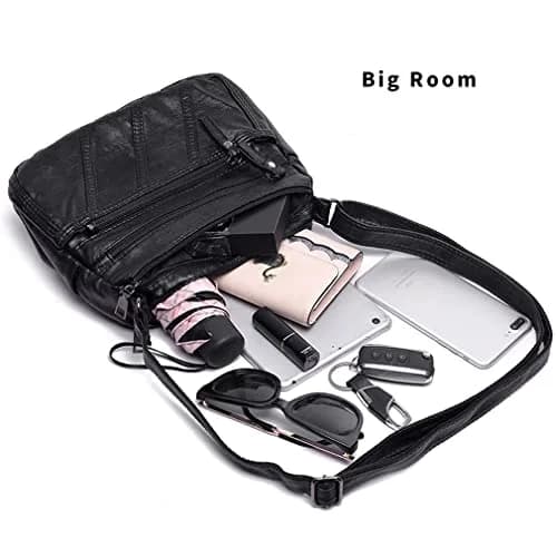 wuxingmeili Black Handbag A22789 | Waterproof PU Leather Crossbody Bag for Women thumbnail 7