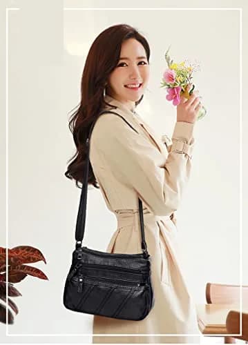 wuxingmeili Black Handbag A22789 | Waterproof PU Leather Crossbody Bag for Women thumbnail 2