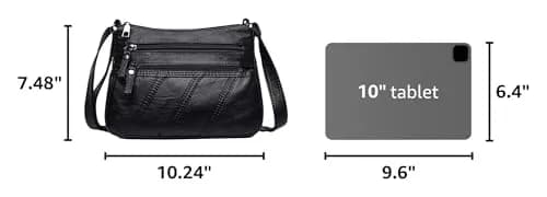 wuxingmeili Black Handbag A22789 | Waterproof PU Leather Crossbody Bag for Women thumbnail 3