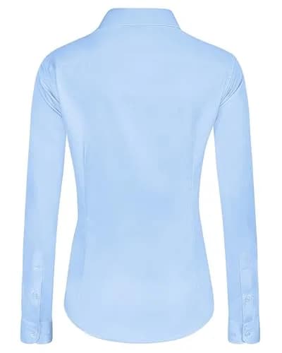 J.VER Button Down Shirts for Women Long Sleeve Collared Shirt Stretch Dressy Casual Blouses Work Professional Tops Light Blue Medium thumbnail 2