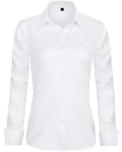 J.VER Womens Dress Shirt Long Sleeve Button-Down Wrinkle-Free Business Casual White XL thumbnail 1