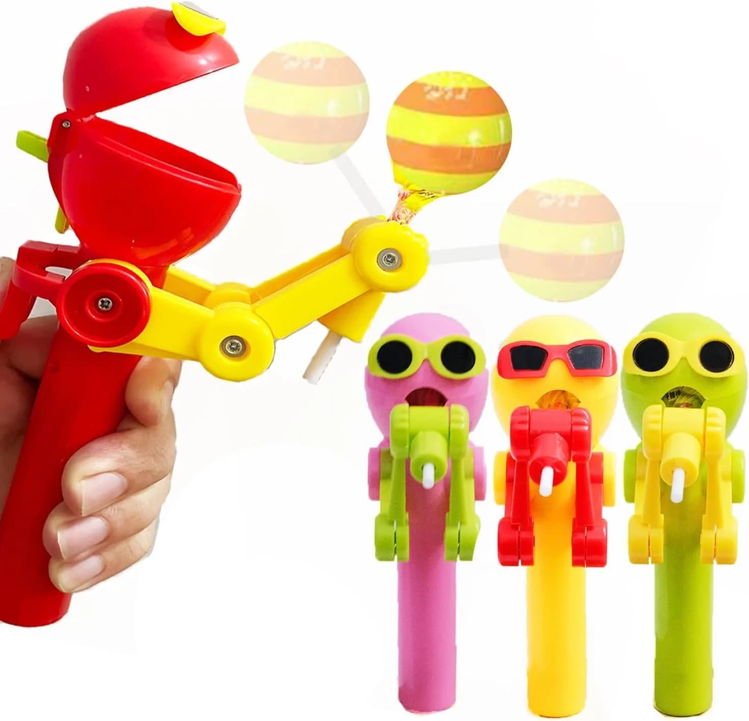 HDLNKAK Robot Lollipop Holder 4 Count (Pack of 1) | BPA-Free Toy for Kids Over 3