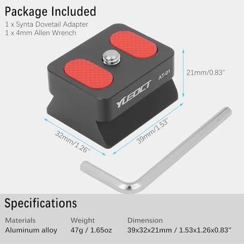 YUEOCT Camera Adapter Mount for Telescope Finder Scope Dovetail Base Shoe | Aluminum, Silver, 39x32x21mm thumbnail 7