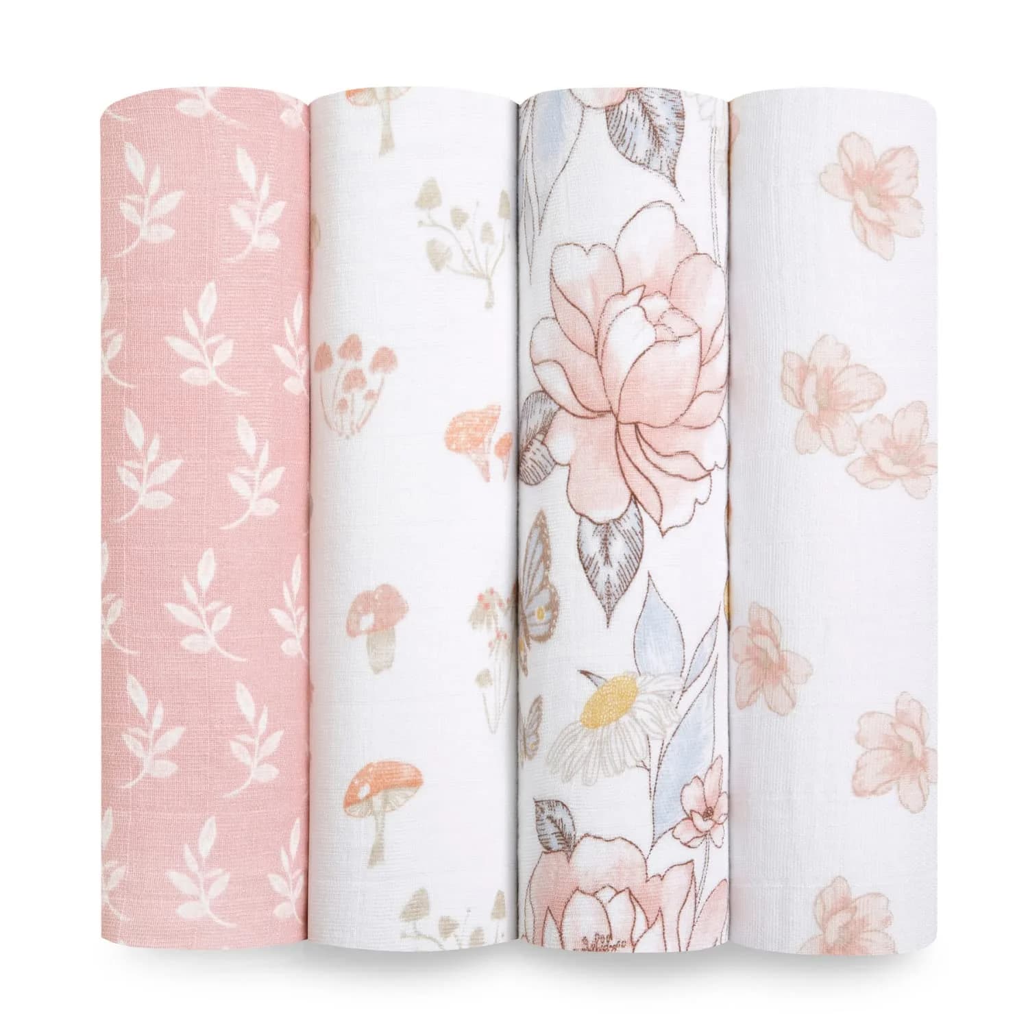 aden + anais Organic Cotton Muslin Swaddle Blankets 4 Pack (120x120 cm) | Breathable & Gentle for Newborns — Earthly