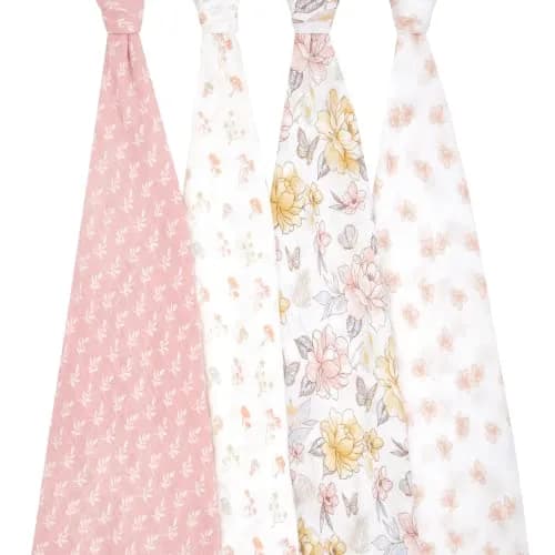 aden + anais Organic Cotton Muslin Swaddle Blankets 4 Pack (120x120 cm) | Breathable & Gentle for Newborns thumbnail 2