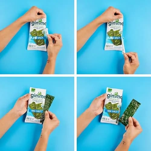 gimMe Organic Roasted Seaweed Snack Sea Salt 0.14oz | Healthy, Keto & Vegan thumbnail 7