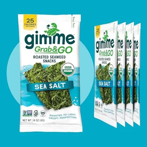 gimMe Organic Roasted Seaweed Snack Sea Salt 0.14oz | Healthy, Keto & Vegan thumbnail 9