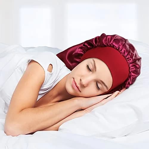 Oumrote Long Satin Sleep Bonnet for Hair Care, Women's Curly Hair, 26 inches (3-Pack) thumbnail 5