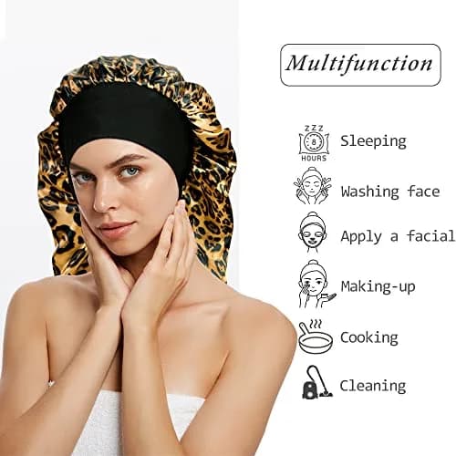 Oumrote Long Satin Sleep Bonnet for Hair Care, Women's Curly Hair, 26 inches (3-Pack) thumbnail 3