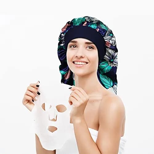 Oumrote Long Satin Sleep Bonnet for Hair Care, Women's Curly Hair, 26 inches (Pack of 3) thumbnail 5