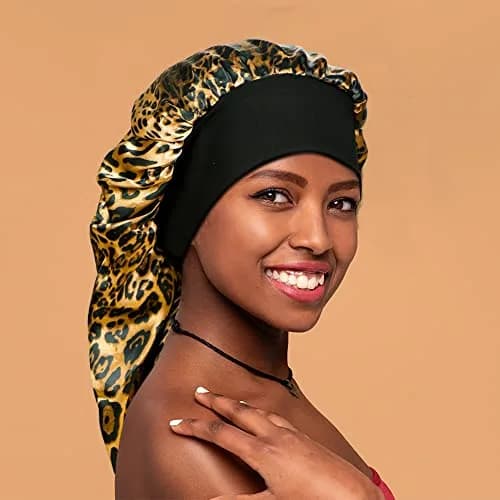 Oumrote Long Satin Sleep Bonnet for Hair Care, Women's Curly Hair, 26 inches (Pack of 3) thumbnail 6