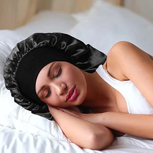 Oumrote Long Satin Sleep Bonnet for Hair Care, Women's Curly Hair, 26 inches (Pack of 3) thumbnail 7