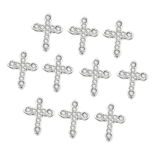 WOKOTO 20pcs Cross Nail Charms for Nail Art 3D Jewelry Clear Diamond | Elegant Nail Cross Decor thumbnail 8