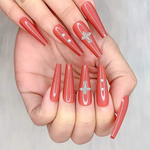 WOKOTO 20pcs Cross Nail Charms for Nail Art 3D Jewelry Clear Diamond | Elegant Nail Cross Decor thumbnail 3